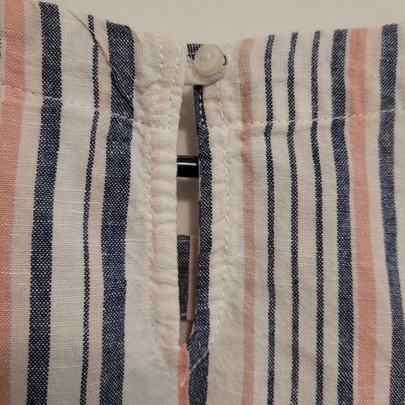 Liz Claiborne Striped Sleeveless Blouse Medium Linen Blend Tank Top Resortwear - Picture 5 of 9